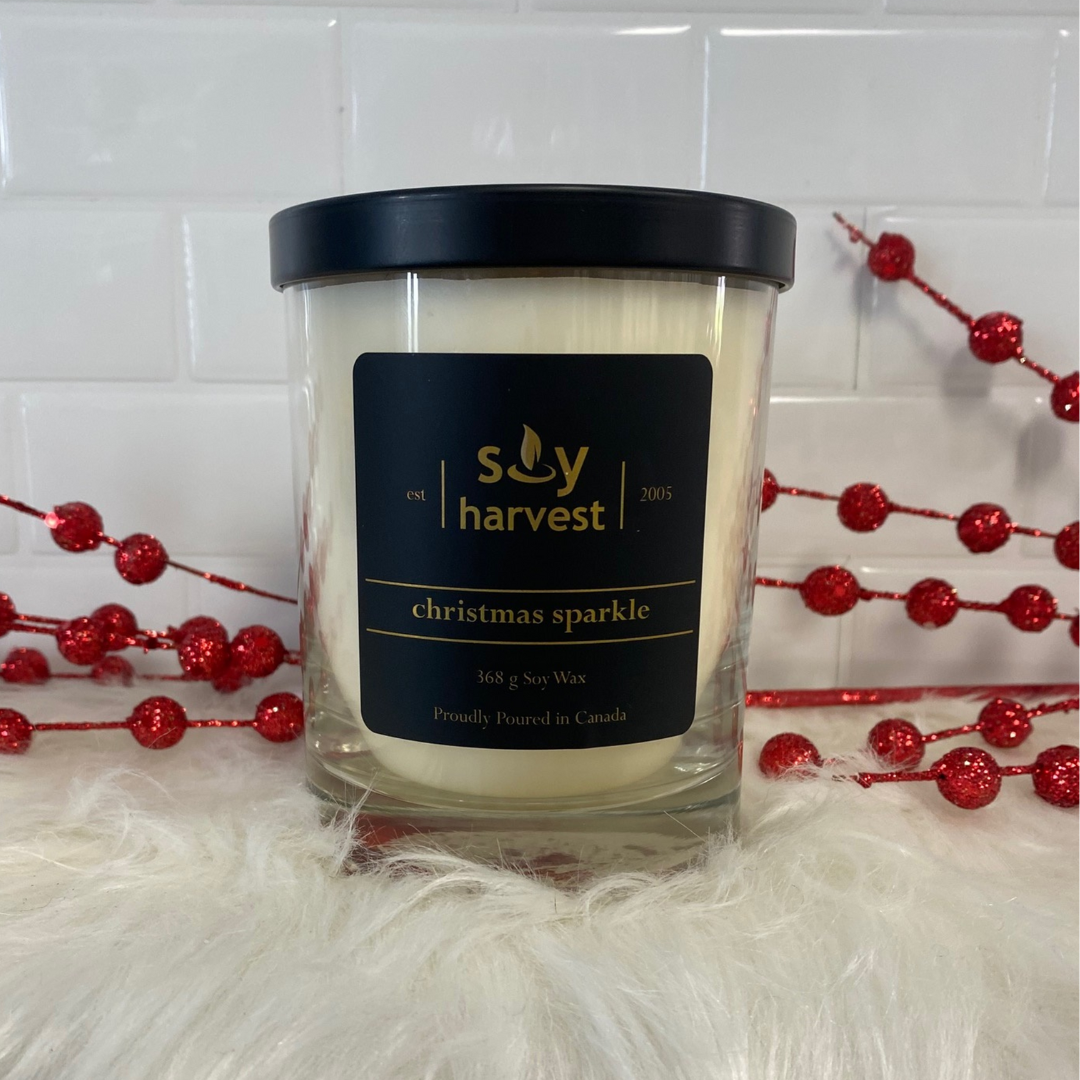 Christmas sparkle candle with cotton wick and lid